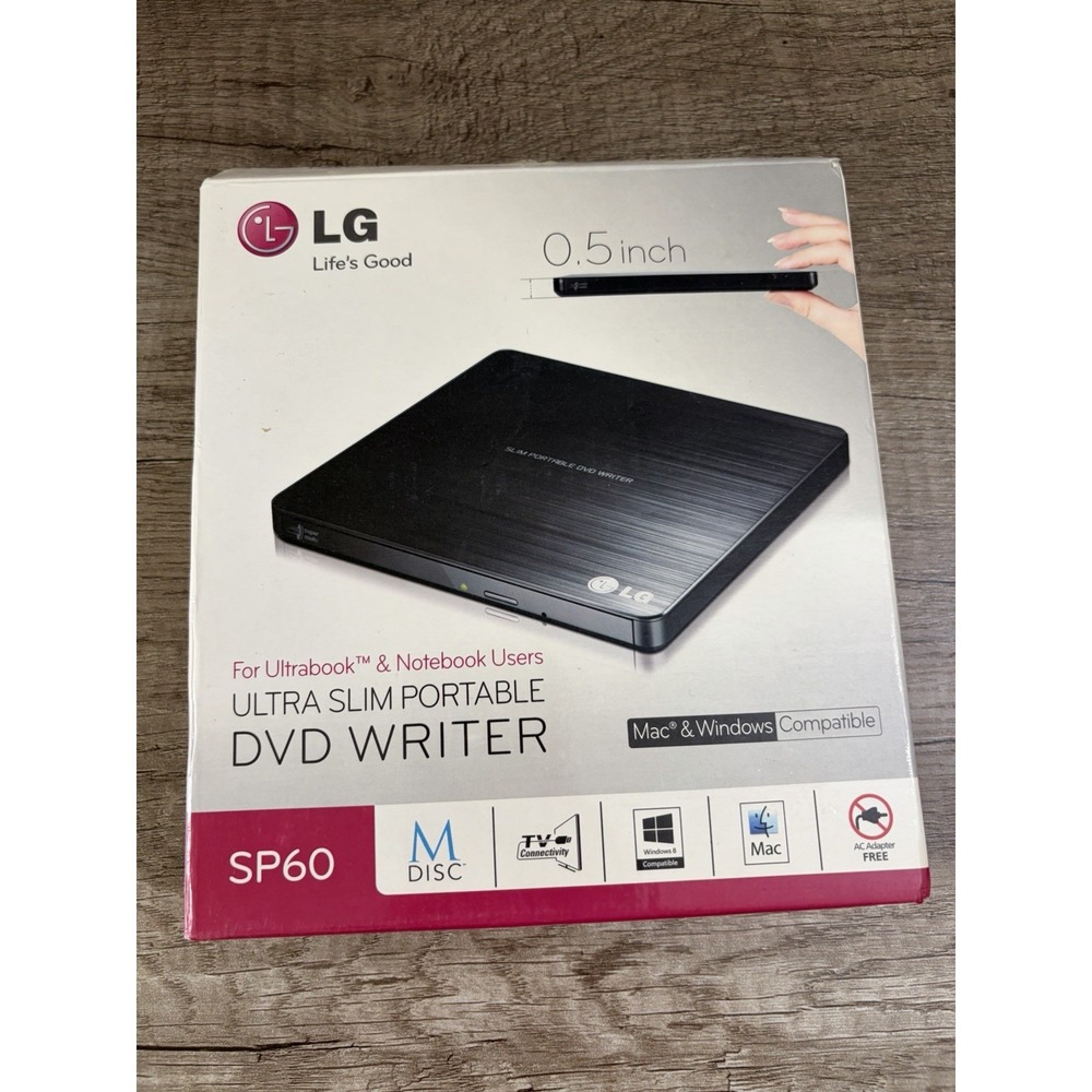 LG Ultra Slim Portable DVD Writer SP60 Windows and Mac Compatible